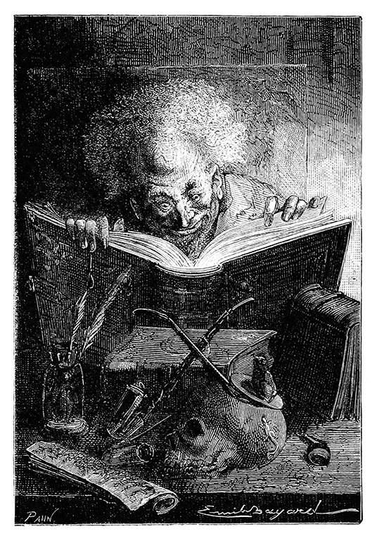 Knapwurst Resumed Reading, source: https://www.oldbookillustrations.com/illustrations/knapwurst-reading/